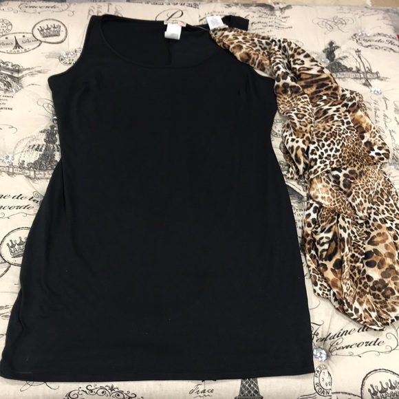 🎁Love Squared Trendy Plus Size Sheath Dress & Animal-Print Overlay - Picture 6 of 8